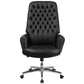 High Back Traditional Tufted Black LeatherSoft Executive Swivel Office Chair with Silver Welt Arms - BT-444-BK-GG Fl Furniture