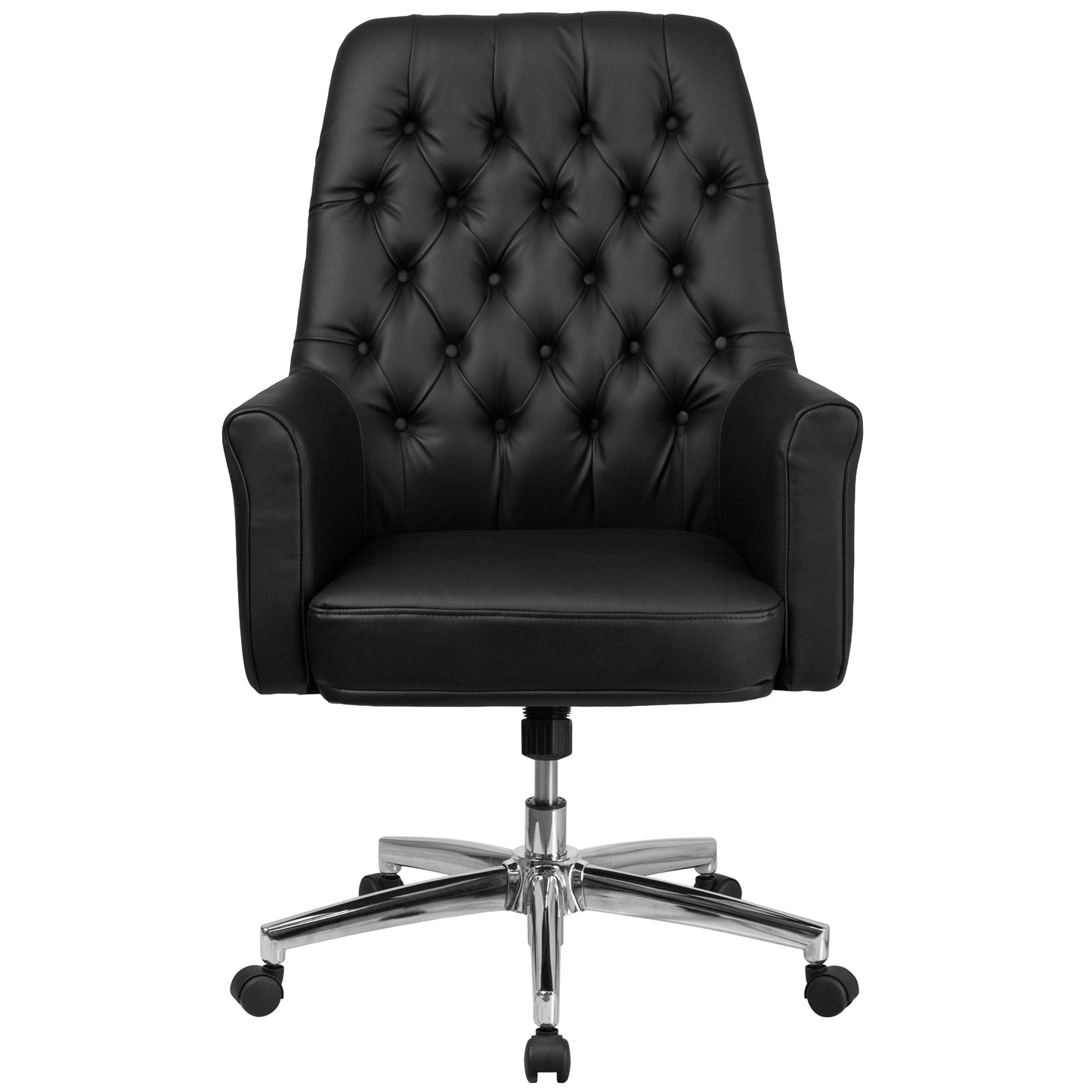Mid-Back Traditional Tufted Black LeatherSoft Executive Swivel Office Chair with Arms - BT-444-MID-BK-GG A-Z Store Nadia