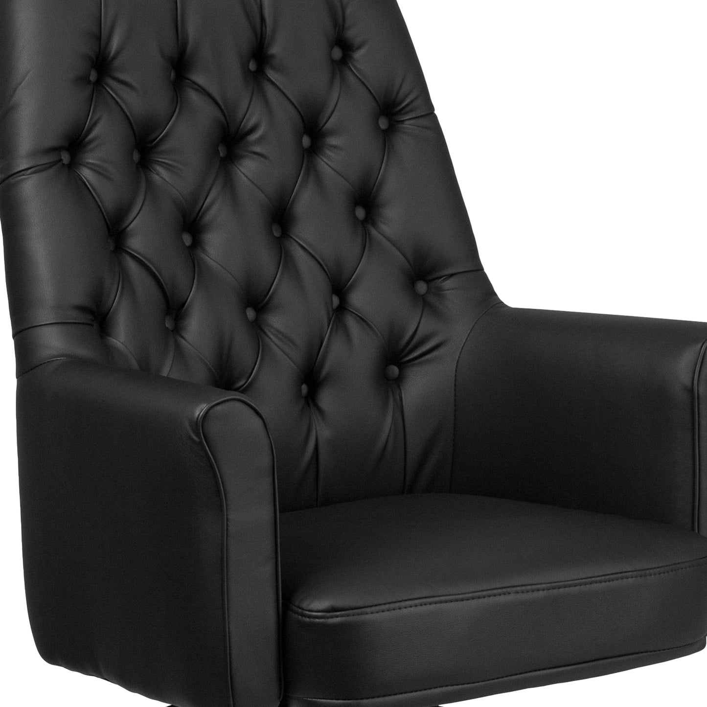 Mid-Back Traditional Tufted Black LeatherSoft Executive Swivel Office Chair with Arms - BT-444-MID-BK-GG A-Z Store Nadia