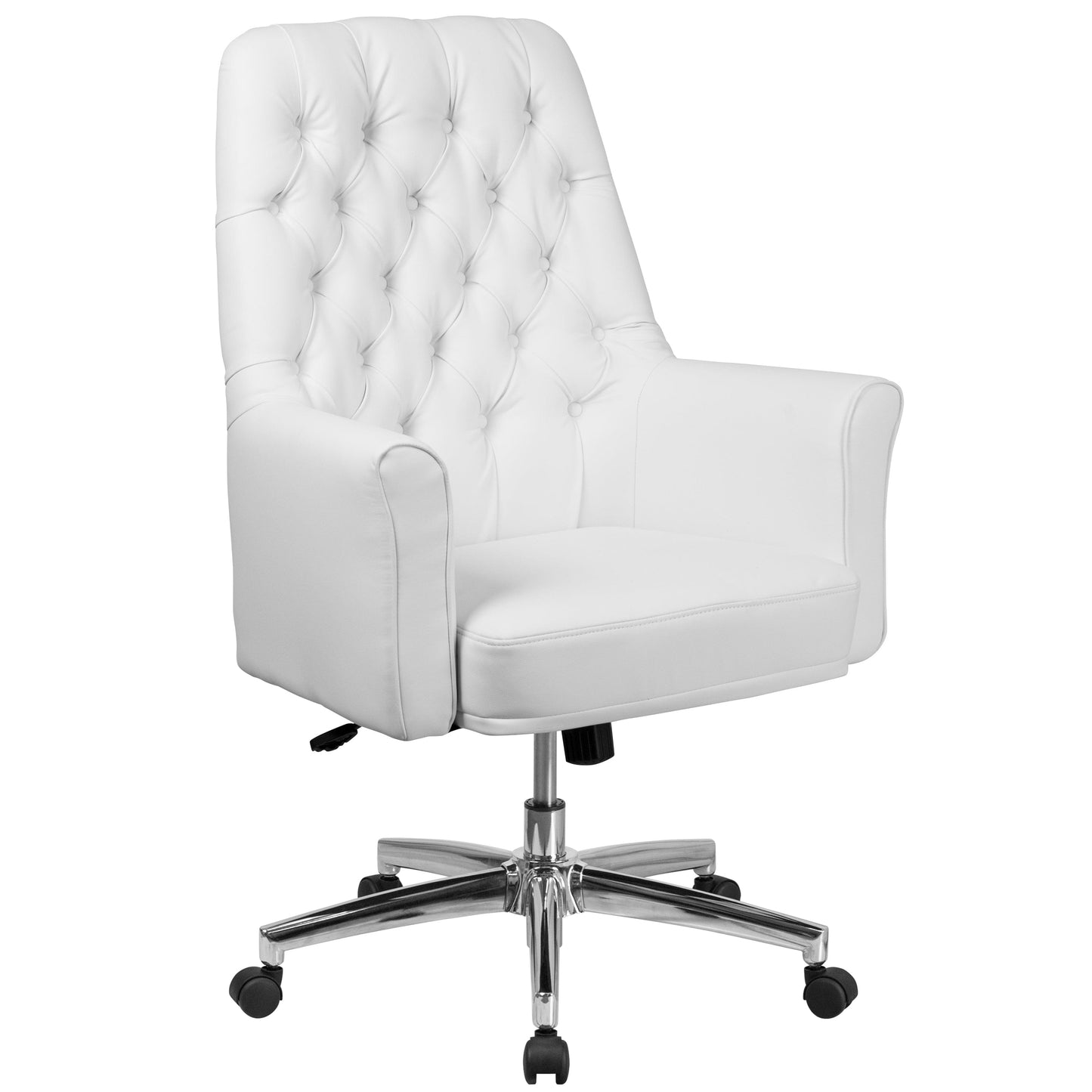 Mid-Back Traditional Tufted Black LeatherSoft Executive Swivel Office Chair with Arms - BT-444-MID-BK-GG A-Z Store Nadia