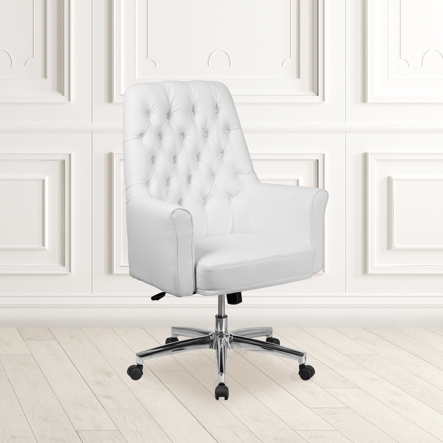 Mid-Back Traditional Tufted Black LeatherSoft Executive Swivel Office Chair with Arms - BT-444-MID-BK-GG A-Z Store Nadia