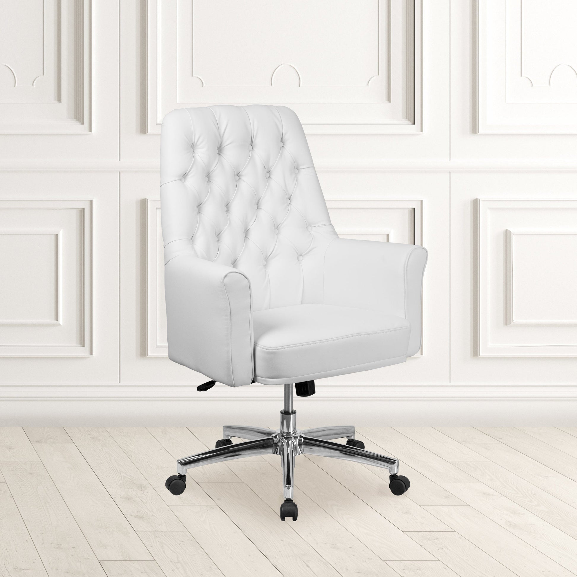 Mid-Back Traditional Tufted Black LeatherSoft Executive Swivel Office Chair with Arms - BT-444-MID-BK-GG A-Z Store Nadia
