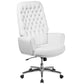 High Back Traditional Tufted Black LeatherSoft Executive Swivel Office Chair with Silver Welt Arms - BT-444-BK-GG Fl Furniture