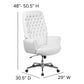 High Back Traditional Tufted Black LeatherSoft Executive Swivel Office Chair with Silver Welt Arms - BT-444-BK-GG Fl Furniture