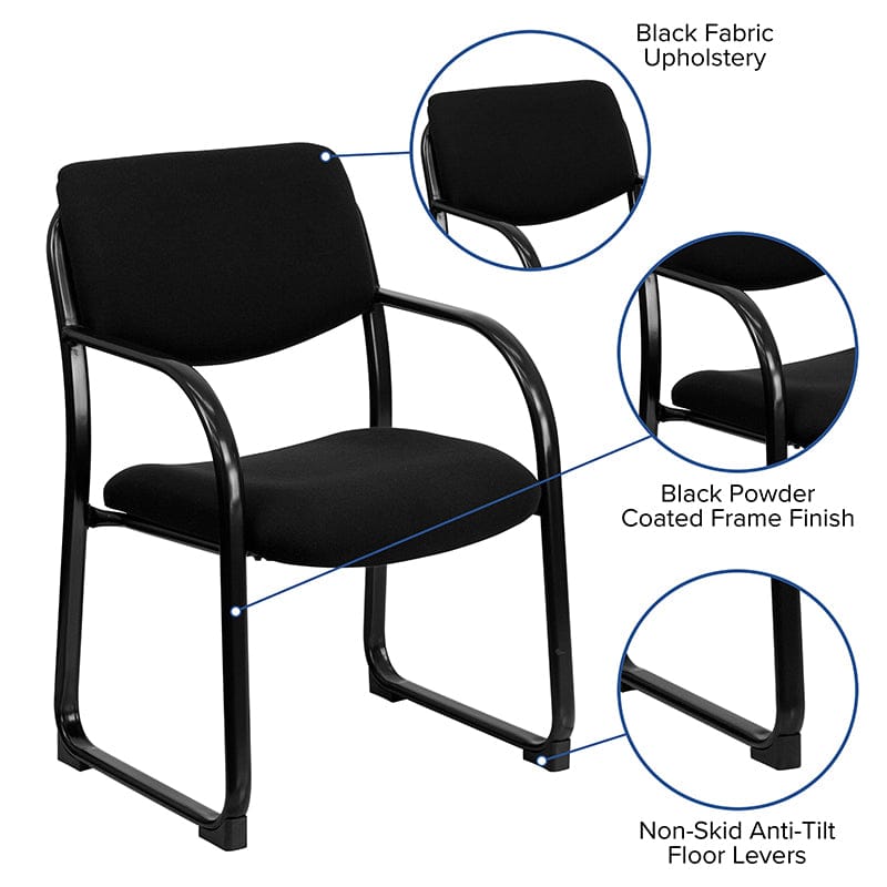 Black Fabric Executive Side Reception Chair with Sled Base - BT-508-BK-GG A-Z Store Nadia