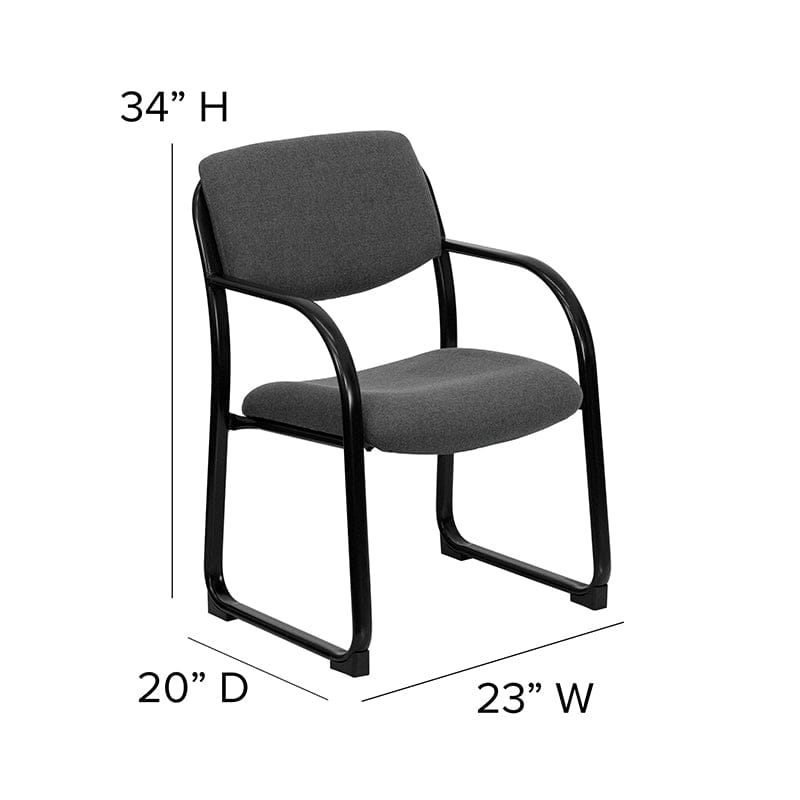 Black Fabric Executive Side Reception Chair with Sled Base - BT-508-BK-GG A-Z Store Nadia