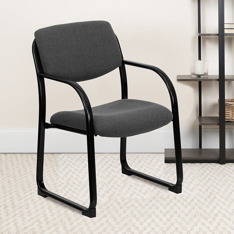 Black Fabric Executive Side Reception Chair with Sled Base - BT-508-BK-GG A-Z Store Nadia
