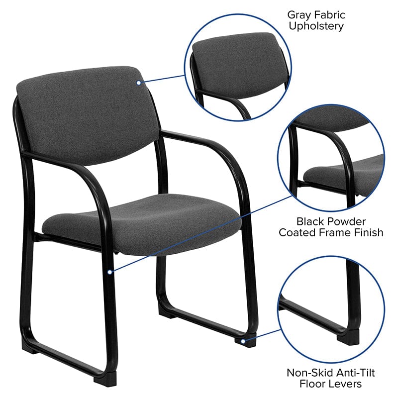 Black Fabric Executive Side Reception Chair with Sled Base - BT-508-BK-GG A-Z Store Nadia