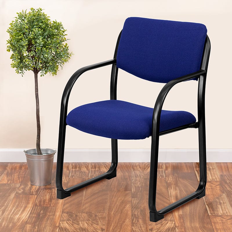 Black Fabric Executive Side Reception Chair with Sled Base - BT-508-BK-GG A-Z Store Nadia