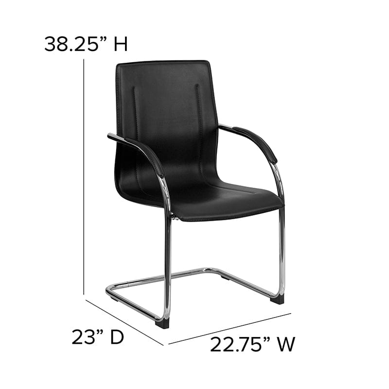 Black Vinyl Side Reception Chair with Chrome Sled Base - BT-509-BK-GG A-Z Store Nadia