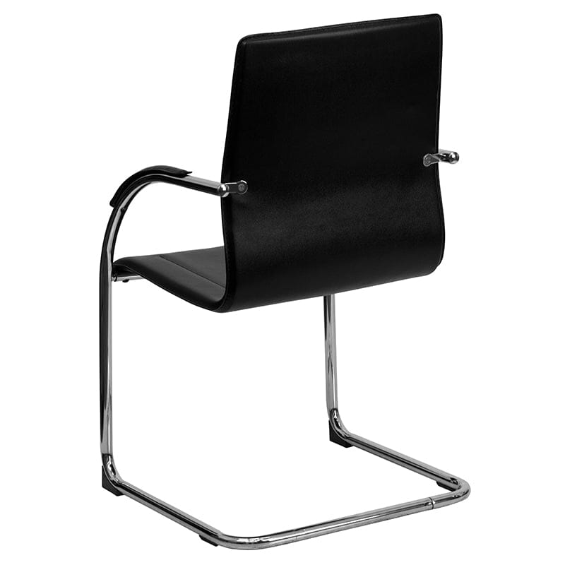 Black Vinyl Side Reception Chair with Chrome Sled Base - BT-509-BK-GG A-Z Store Nadia
