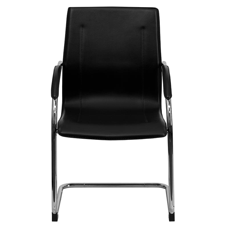 Black Vinyl Side Reception Chair with Chrome Sled Base - BT-509-BK-GG A-Z Store Nadia