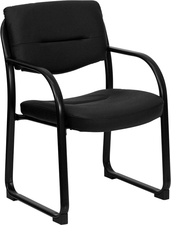 Black LeatherSoft Executive Side Reception Chair with Sled Base - BT-510-LEA-BK-GG A-Z Store Nadia