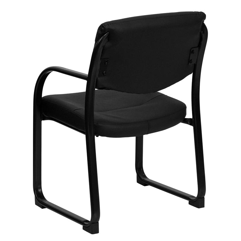 Black LeatherSoft Executive Side Reception Chair with Sled Base - BT-510-LEA-BK-GG A-Z Store Nadia