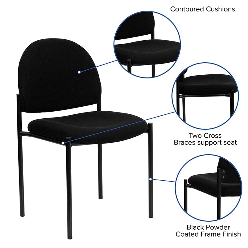 Comfort Black Fabric Stackable Steel Side Reception Chair - BT-515-1-BK-GG A-Z Store Nadia