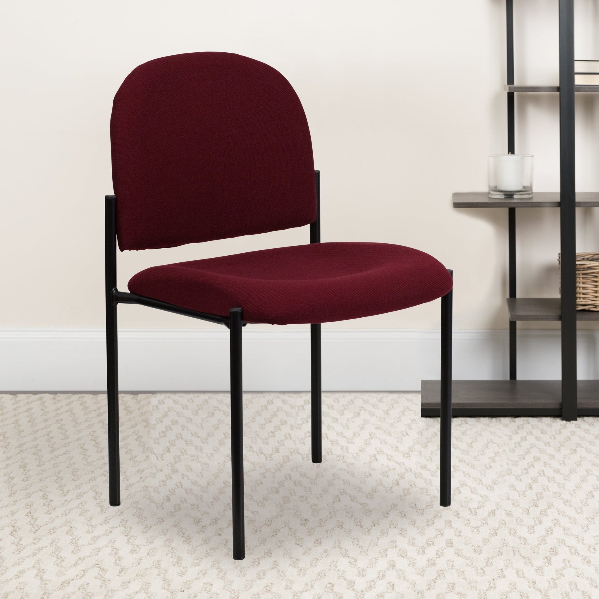 Comfort Black Fabric Stackable Steel Side Reception Chair - BT-515-1-BK-GG