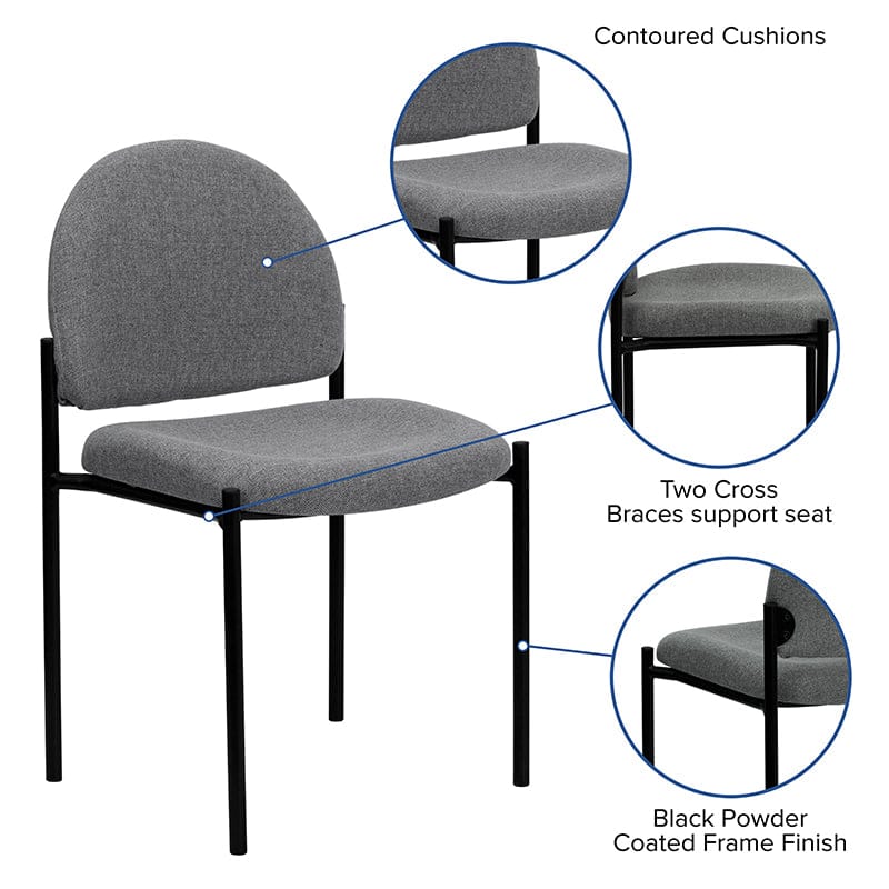 Comfort Black Fabric Stackable Steel Side Reception Chair - BT-515-1-BK-GG A-Z Store Nadia