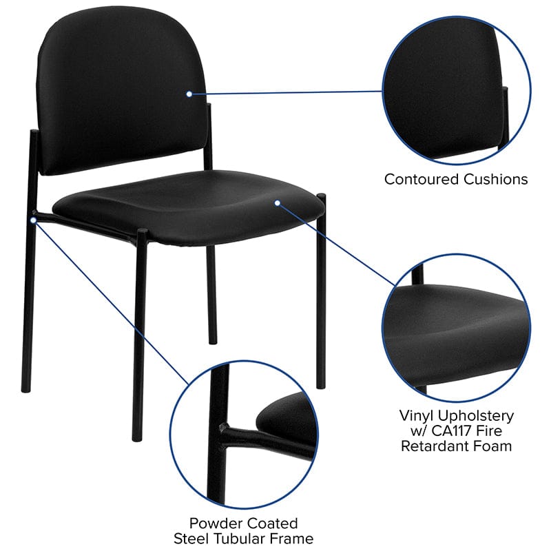 Comfort Black Fabric Stackable Steel Side Reception Chair - BT-515-1-BK-GG A-Z Store Nadia