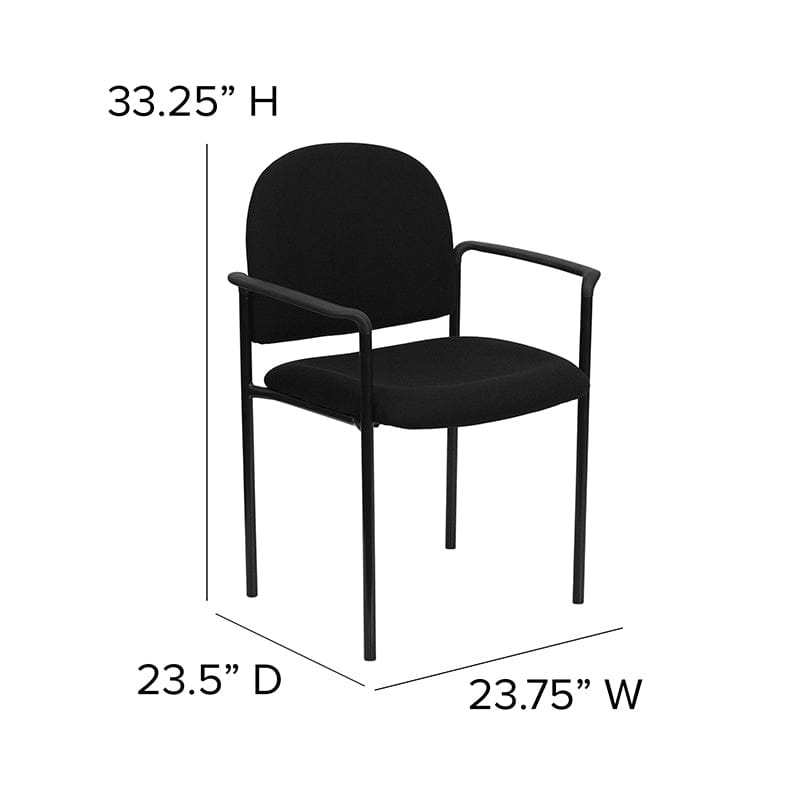 Comfort Black Fabric Stackable Steel Side Reception Chair with Arms - BT-516-1-BK-GG A-Z Store Nadia