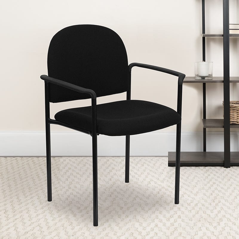 Comfort Black Fabric Stackable Steel Side Reception Chair with Arms - BT-516-1-BK-GG A-Z Store Nadia
