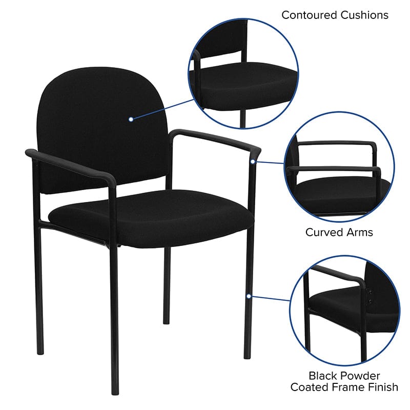 Comfort Black Fabric Stackable Steel Side Reception Chair with Arms - BT-516-1-BK-GG A-Z Store Nadia