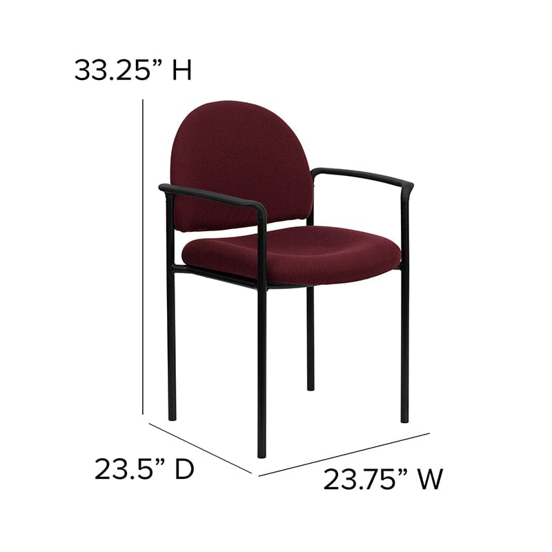 Comfort Black Fabric Stackable Steel Side Reception Chair with Arms - BT-516-1-BK-GG A-Z Store Nadia