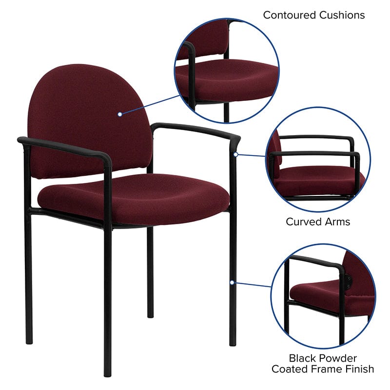 Comfort Black Fabric Stackable Steel Side Reception Chair with Arms - BT-516-1-BK-GG A-Z Store Nadia
