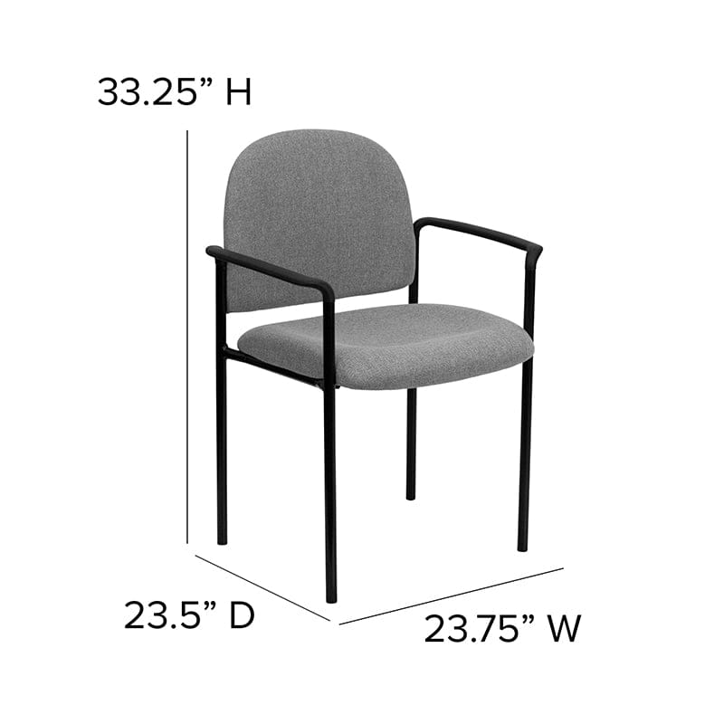 Comfort Black Fabric Stackable Steel Side Reception Chair with Arms - BT-516-1-BK-GG A-Z Store Nadia