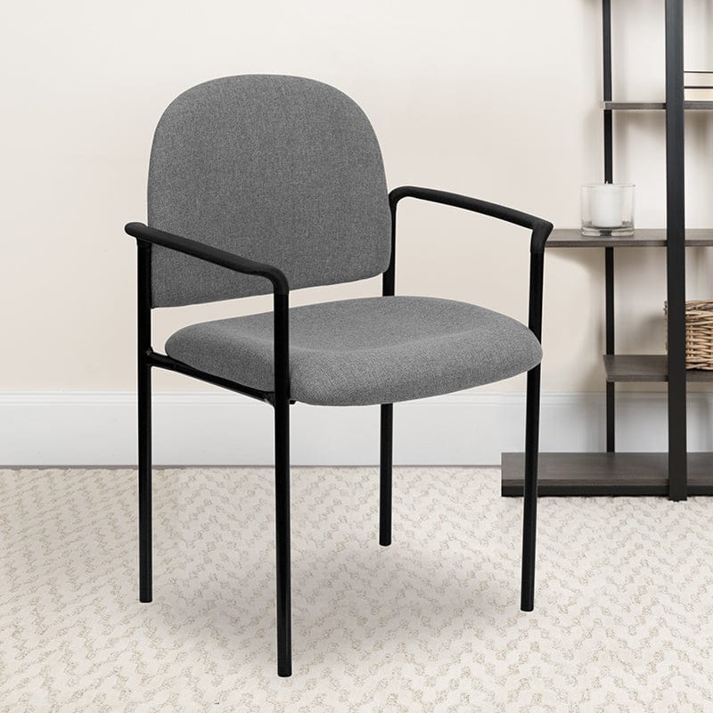 Comfort Black Fabric Stackable Steel Side Reception Chair with Arms - BT-516-1-BK-GG A-Z Store Nadia