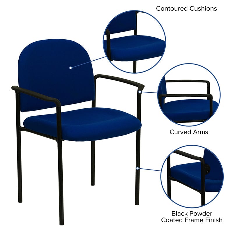 Comfort Black Fabric Stackable Steel Side Reception Chair with Arms - BT-516-1-BK-GG A-Z Store Nadia