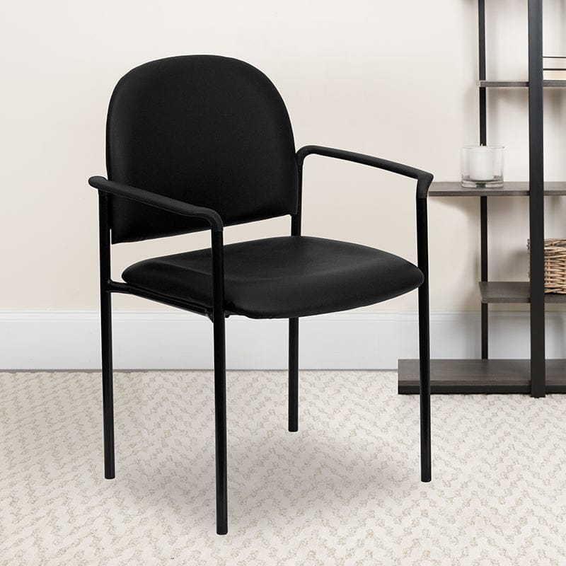 Comfort Black Fabric Stackable Steel Side Reception Chair with Arms - BT-516-1-BK-GG A-Z Store Nadia