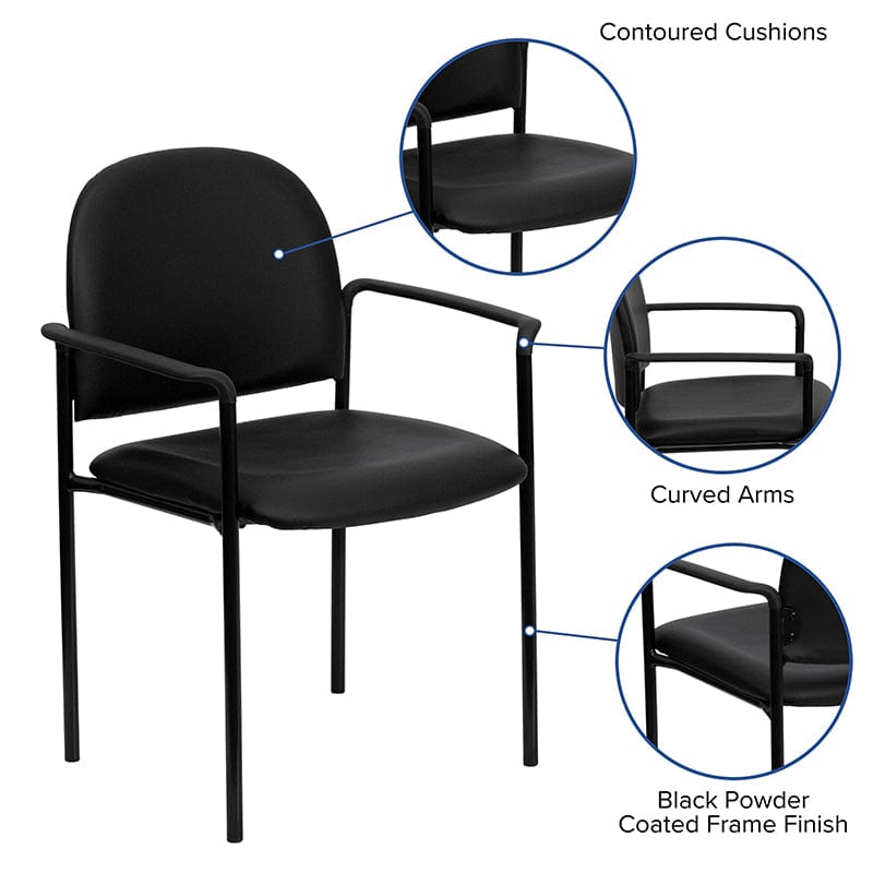 Comfort Black Fabric Stackable Steel Side Reception Chair with Arms - BT-516-1-BK-GG A-Z Store Nadia