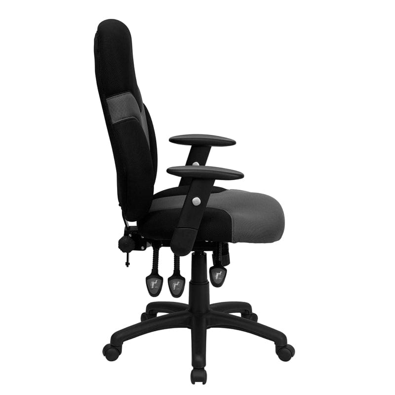 High Back Ergonomic Black and Gray Mesh Swivel Task Office Chair with Adjustable Arms - BT-6001-GYBK-GG A-Z Store Nadia
