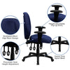 High Back Black Fabric Multifunction Ergonomic Executive Swivel Office Chair with Adjustable Arms - BT-6191H-BK-GG