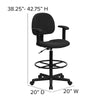 Black Patterned Fabric Drafting Chair with Adjustable Arms - BT-659-BLK-ARMS-GG