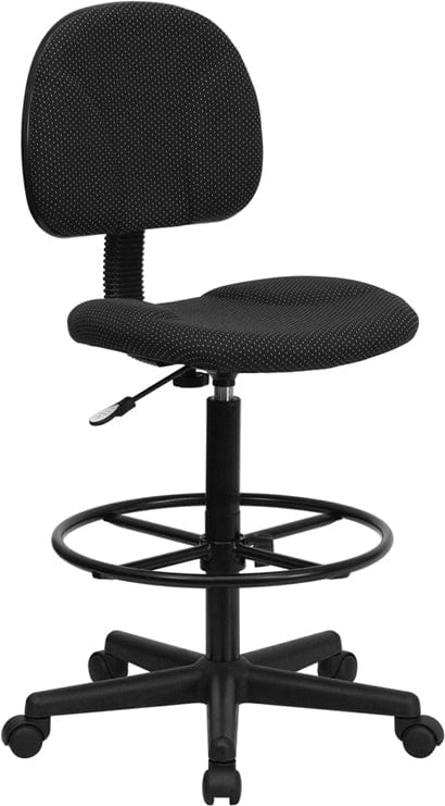 Black Patterned Fabric Drafting Chair - BT-659-BLK-GG