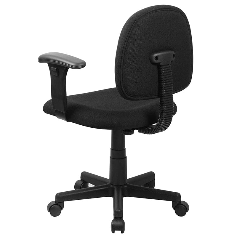 Mid-Back Black Fabric Swivel Task Office Chair with Adjustable Arms - BT-660-1-BK-GG