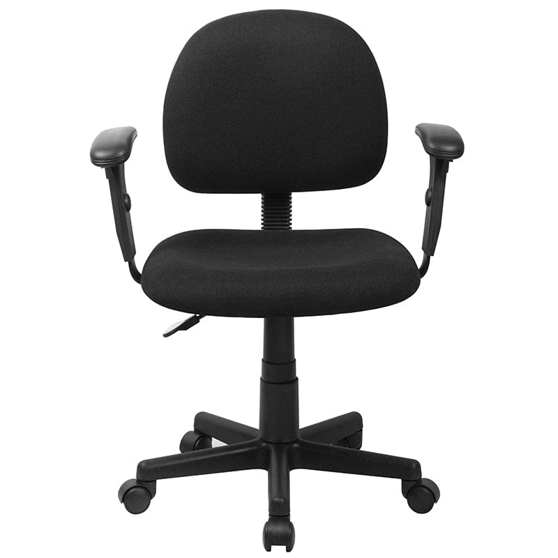 Mid-Back Black Fabric Swivel Task Office Chair with Adjustable Arms - BT-660-1-BK-GG A-Z Store Nadia