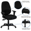High Back Black Fabric Executive Swivel Ergonomic Office Chair with Adjustable Arms - BT-661-BK-GG