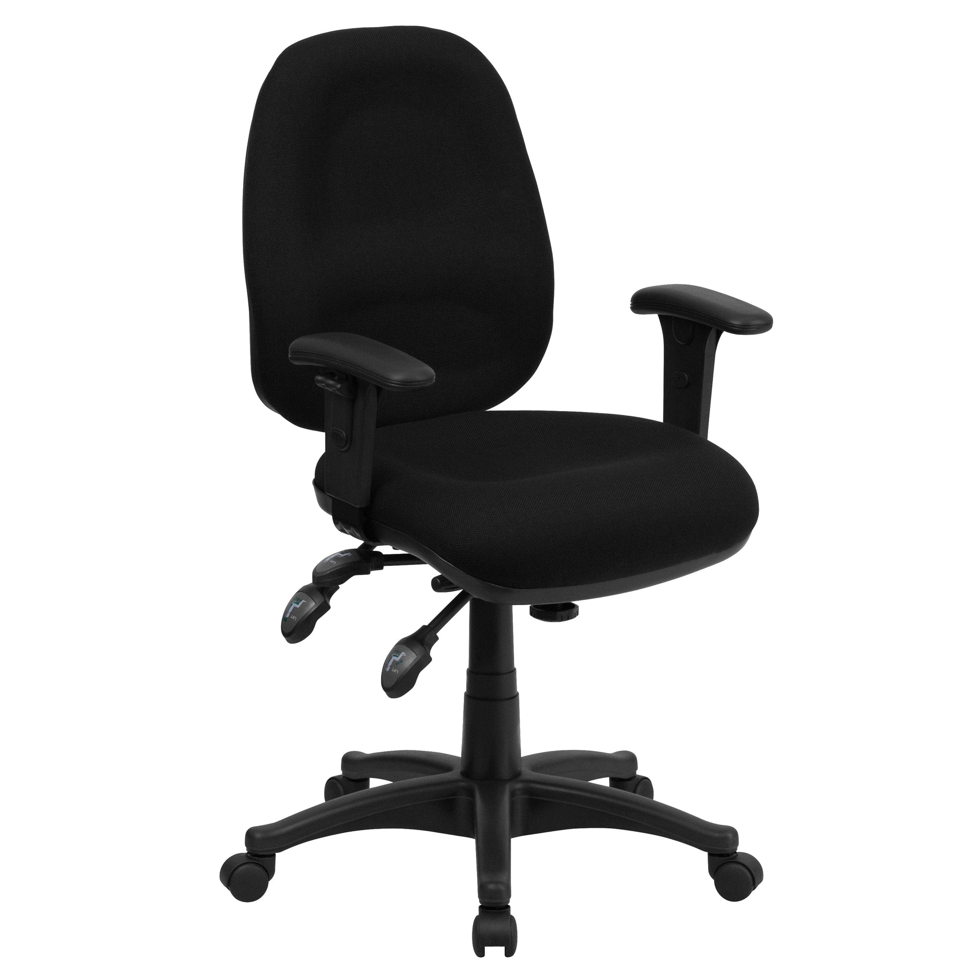 Mid-Back Black Fabric Multifunction Executive Swivel Ergonomic Office Chair with Adjustable Arms - BT-662-BK-GG A-Z Store Nadia
