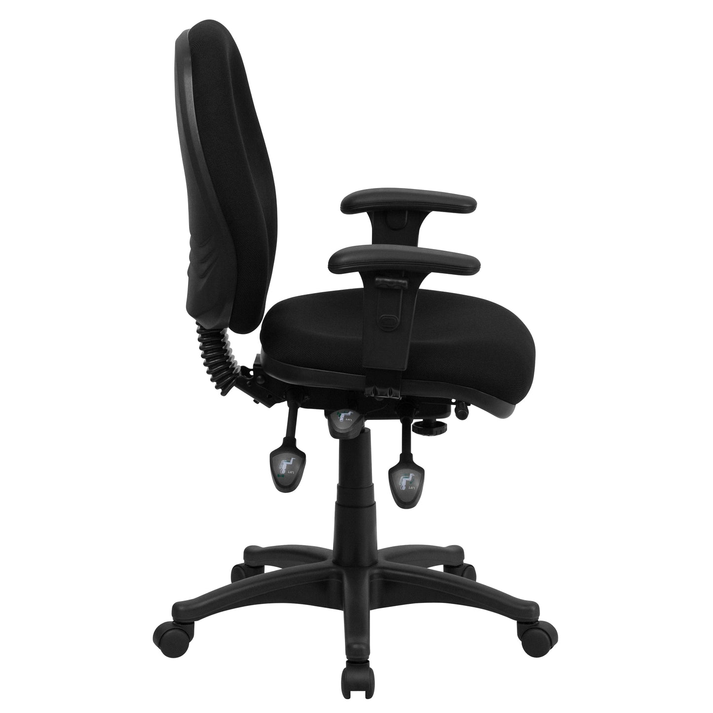 Mid-Back Black Fabric Multifunction Executive Swivel Ergonomic Office Chair with Adjustable Arms - BT-662-BK-GG A-Z Store Nadia