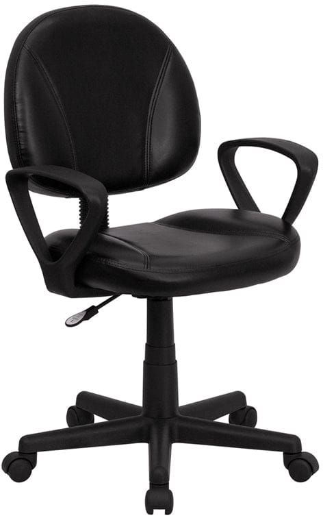 Mid-Back Black LeatherSoft Swivel Ergonomic Task Office Chair with Back Depth Adjustment and Arms - BT-688-BK-A-GG A-Z Store Nadia