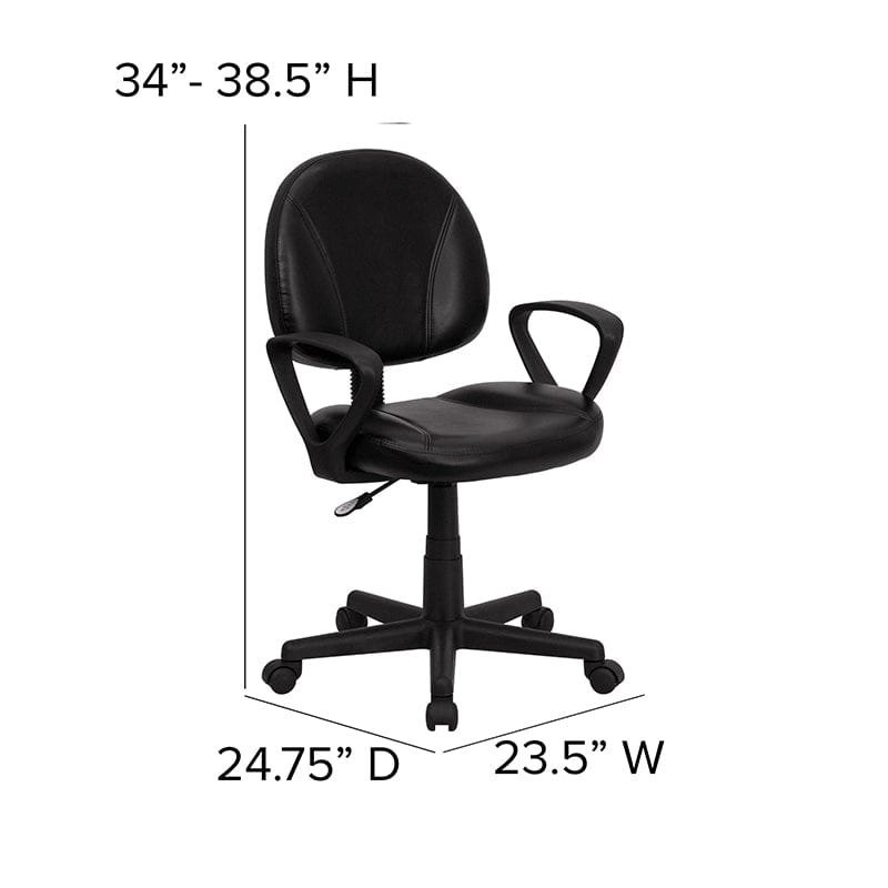 Mid-Back Black LeatherSoft Swivel Ergonomic Task Office Chair with Back Depth Adjustment and Arms - BT-688-BK-A-GG A-Z Store Nadia