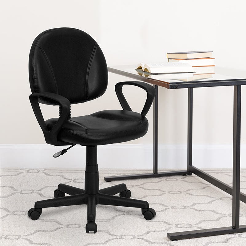 Mid-Back Black LeatherSoft Swivel Ergonomic Task Office Chair with Back Depth Adjustment and Arms - BT-688-BK-A-GG A-Z Store Nadia