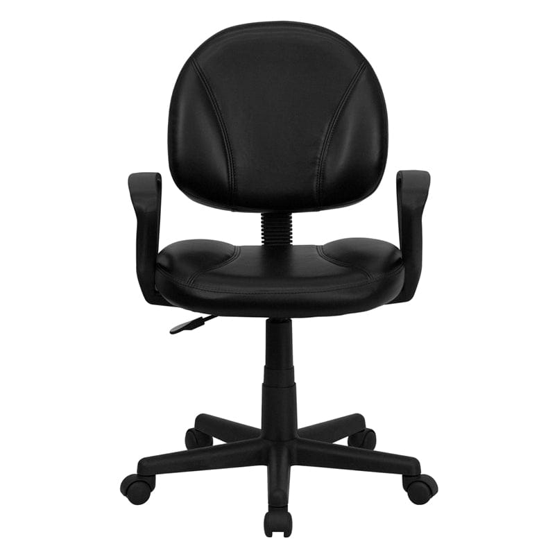 Mid-Back Black LeatherSoft Swivel Ergonomic Task Office Chair with Back Depth Adjustment and Arms - BT-688-BK-A-GG A-Z Store Nadia