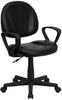 Mid-Back Black LeatherSoft Swivel Ergonomic Task Office Chair with Back Depth Adjustment and Arms - BT-688-BK-A-GG