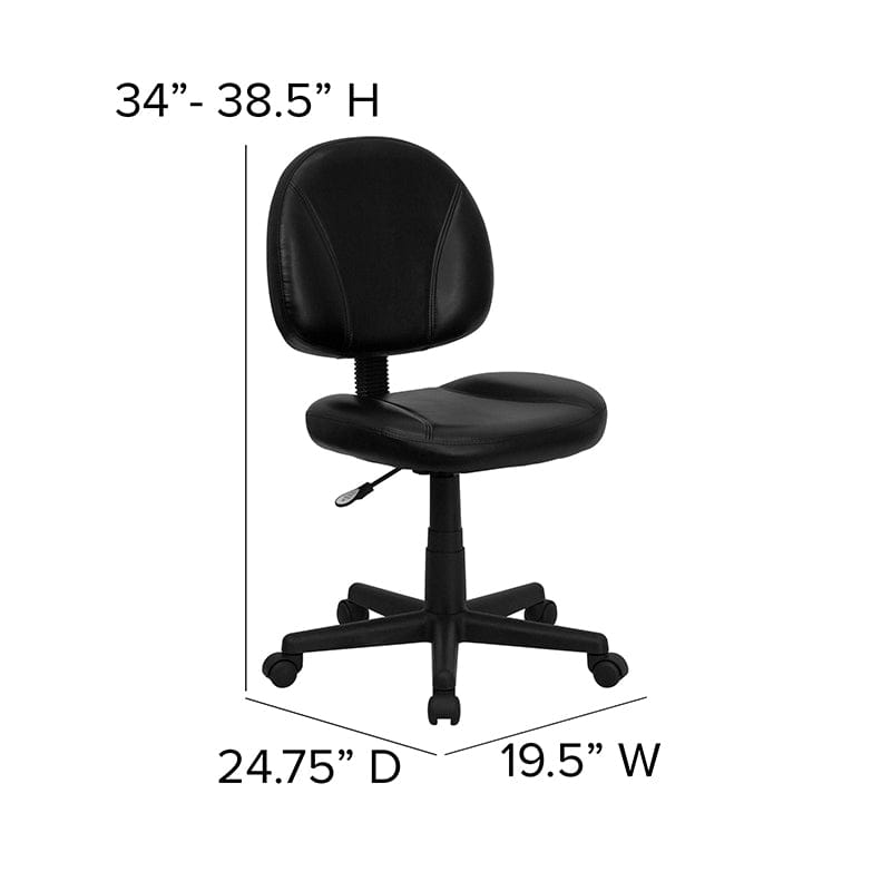 Mid-Back Black LeatherSoft Swivel Ergonomic Task Office Chair with Back Depth Adjustment - BT-688-BK-GG A-Z Store Nadia