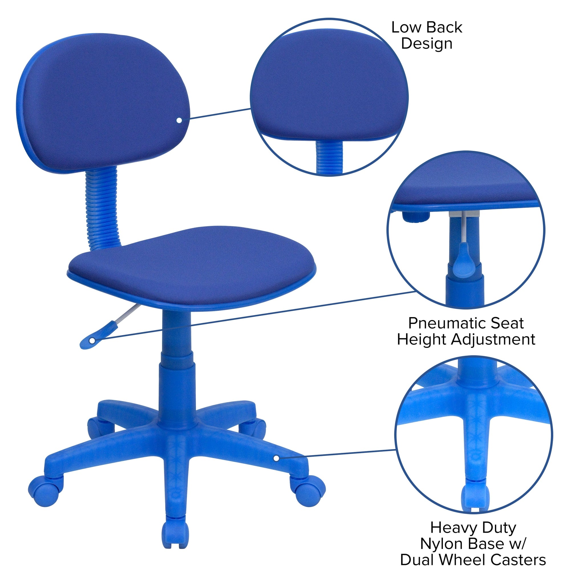 Blue Mesh Swivel Task Office Chair - BT-698-BLUE-GG