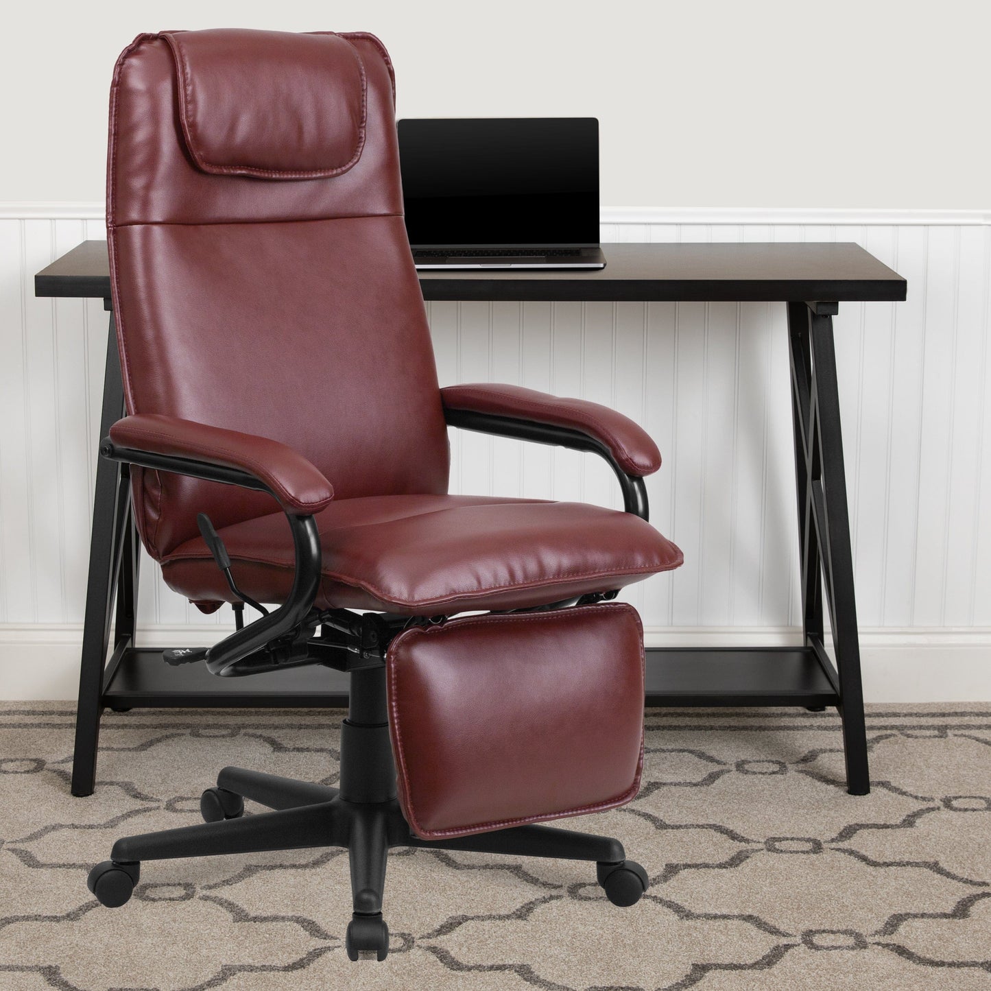 High Back Burgundy LeatherSoft Executive Reclining Ergonomic Swivel Office Chair with Arms - BT-70172-BG-GG A-Z Store Nadia