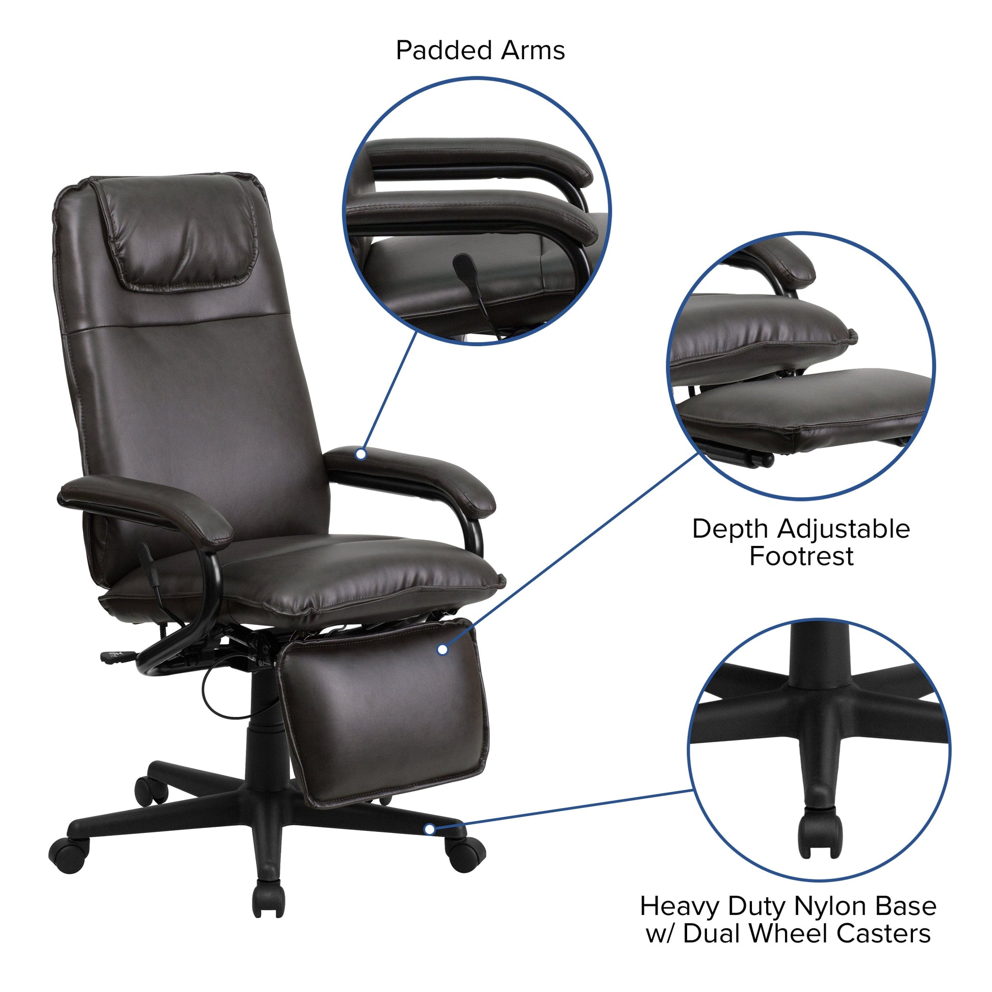 High Back Burgundy LeatherSoft Executive Reclining Ergonomic Swivel Office Chair with Arms - BT-70172-BG-GG A-Z Store Nadia